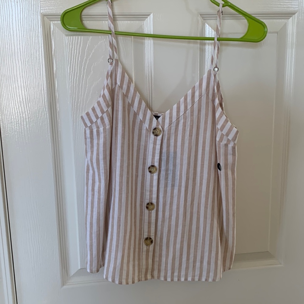 Cream and tan striped cami
